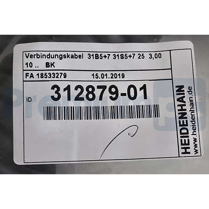 HEIDENHAIN 312879-01 HR410 Handwheel Spiral Cable Assembly 3m 312 879-01 NSFS