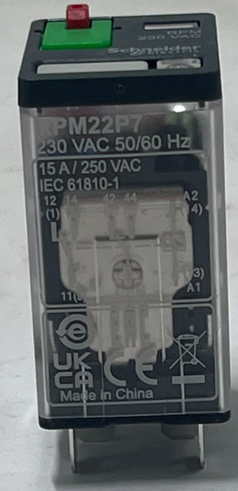 LOT OF 11 Schneider Electric RPM22P7 Power Plug-In Relay 230V AC 15A DPDT w/ LED