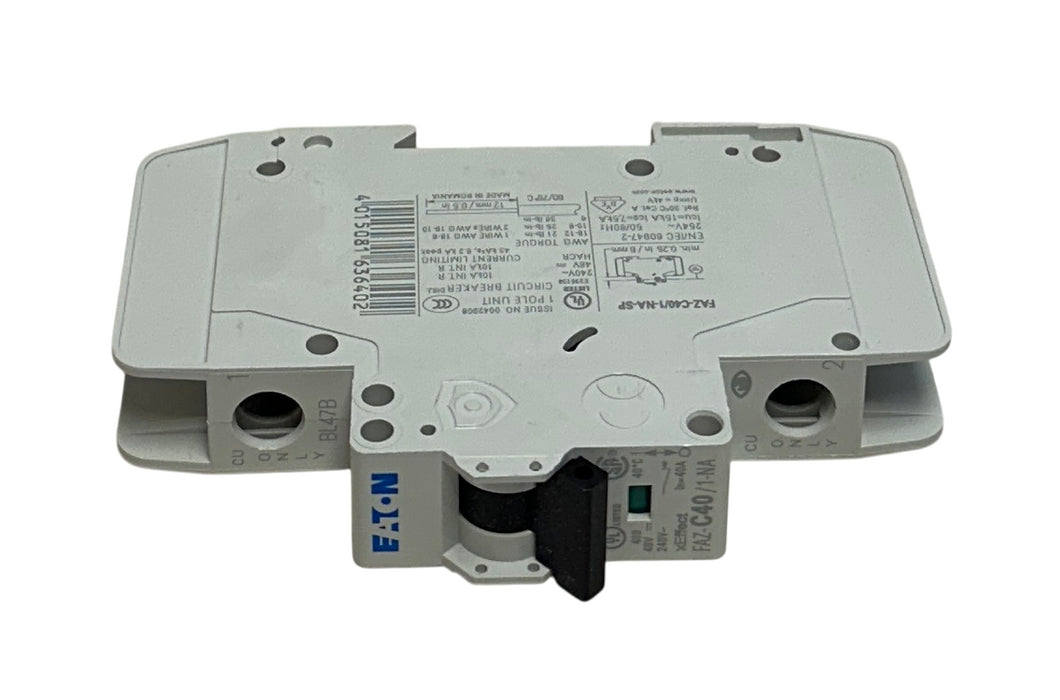 EATON FAZ-C40/1-NA-SP / 167141 MOELLER SERIES CIRCUIT BREAKER 40A 1P 240VAC NSMP