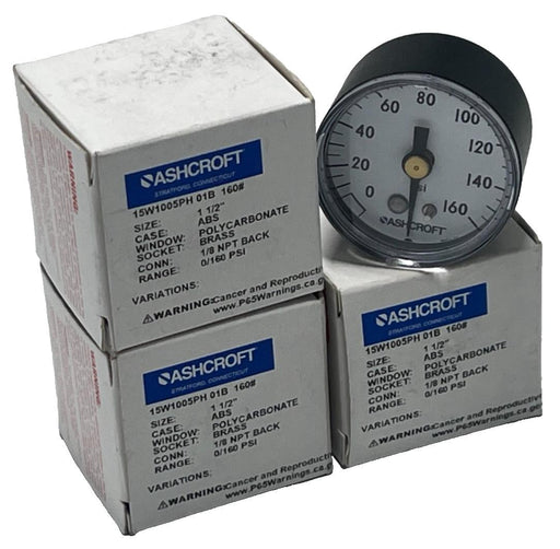 LOT OF 4 Ashcroft 15W1005PH 01B #160 Pressure Gauge 1.5" Dial 0-160PSI 1/8" NPT