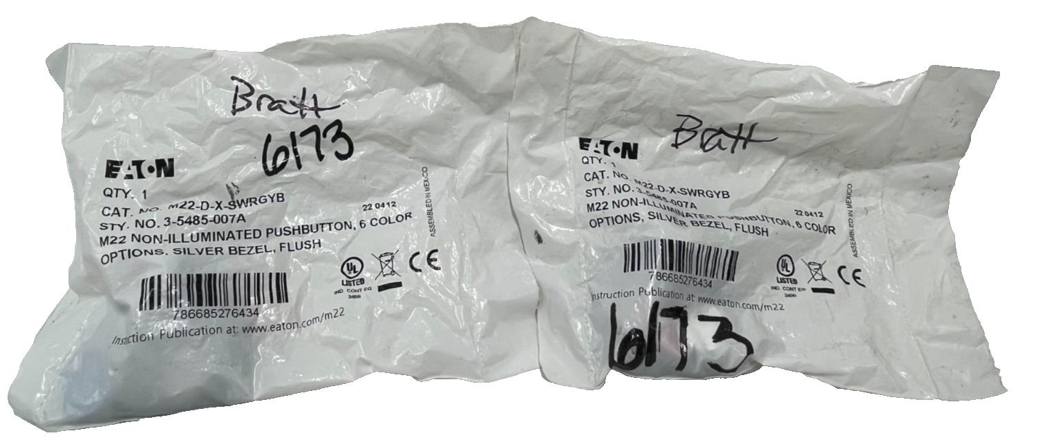2 Eaton M22-D-X-SWRGYB Pushbutton Operator 22.5mm Non-Illum Momentary MultiColor