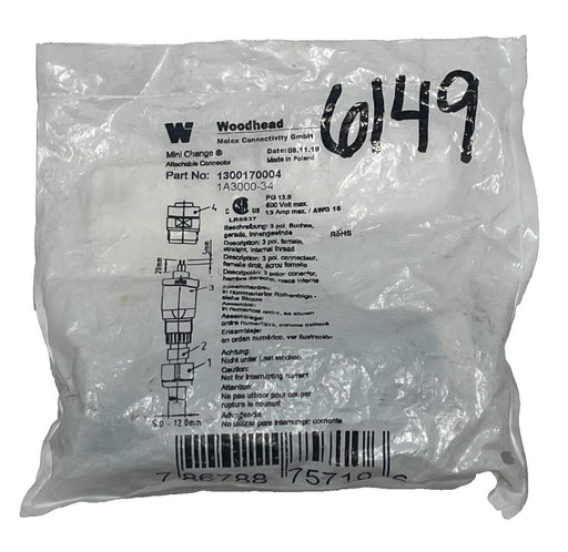 Woodhead 1300170004 Mini-Change C-Size 12Pin Female Connector Field Wireable M12
