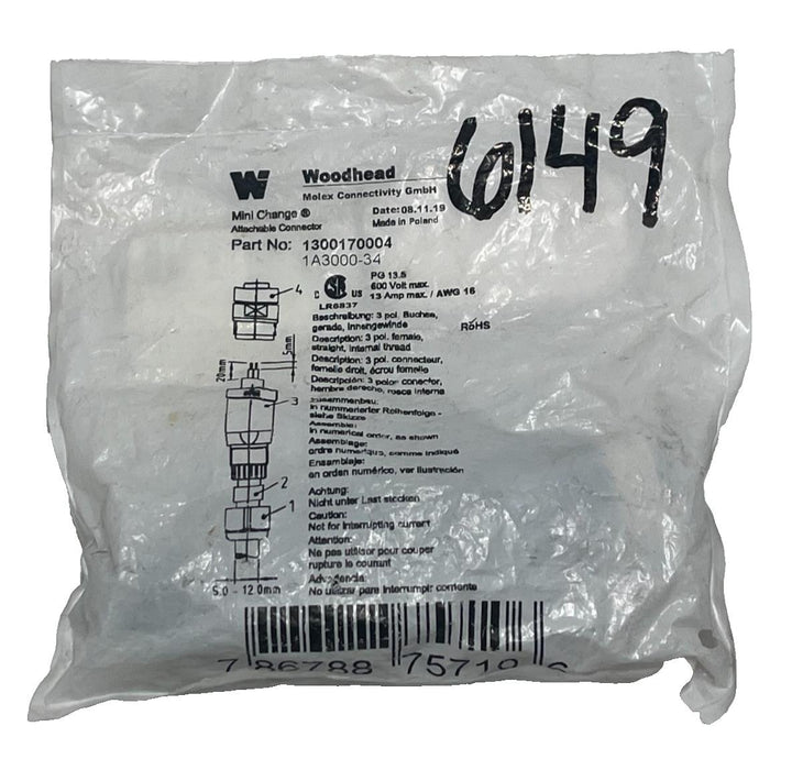Woodhead 1300170004 Mini-Change C-Size 12Pin Female Connector Field Wireable M12