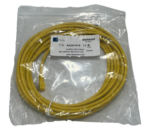 Radwell RAD01618 M8 Pico Female Right Angle 3-Pin Cord Set 5m PVC Cable, NSMP