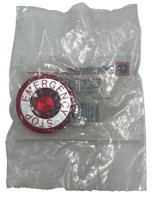 Cutler-Hammer E34M2N8 Red "EMERGENCY STOP" Lens for 30.5mm Illuminated Push-Pull