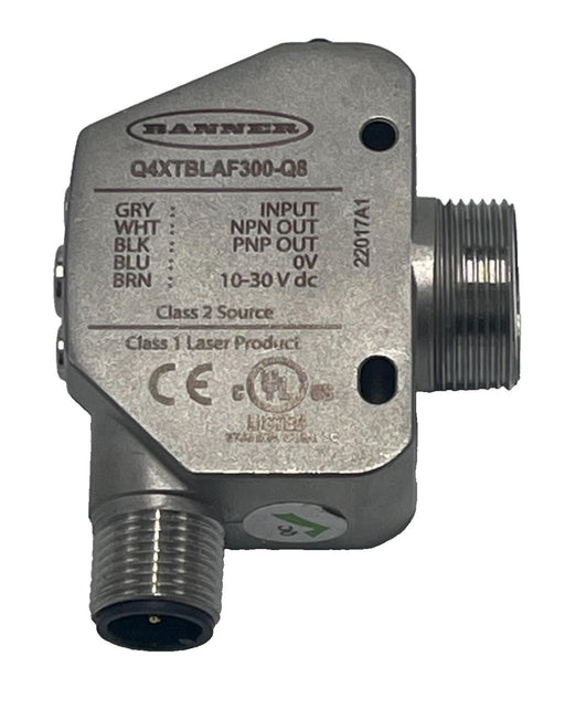 Banner Q4XTBLAF300-Q8 Q4X Laser Distance Sensor 300mm Range NPN/PNP M12 SS IP69K