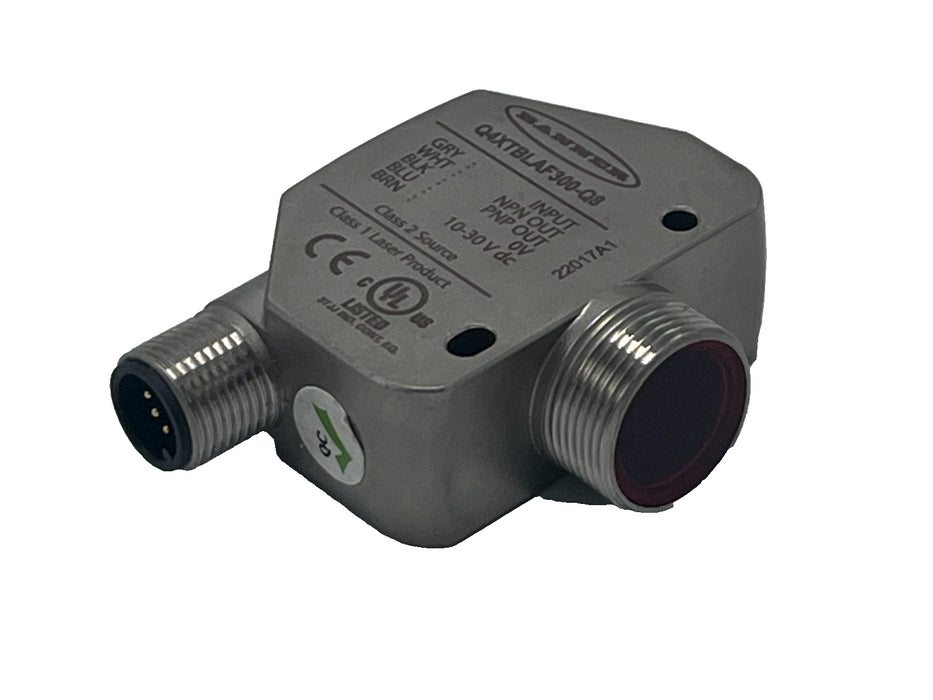 Banner Q4XTBLAF300-Q8 Q4X Laser Distance Sensor 300mm Range NPN/PNP M12 SS IP69K