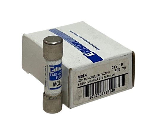 10 EATON EDISON MCL4 MIDGET FAST-ACTING FUSES 600VAC 4A MCL SERIES NSMP