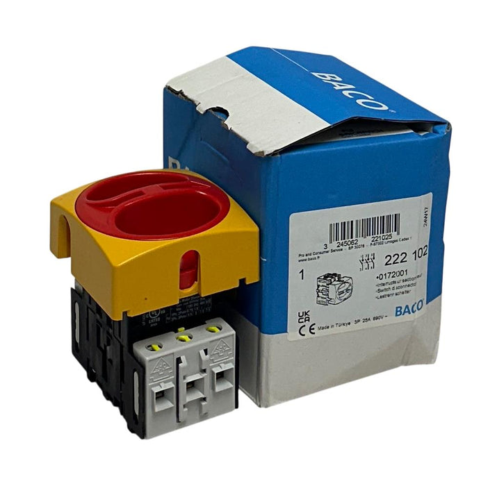 BACO 222 102 / 0172001 DISCONNECT SWITCH BP 30076 YELLOW / RED 25A 690V NSMP