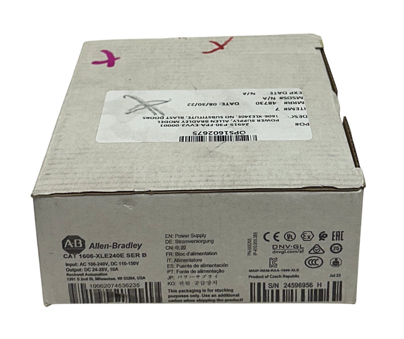 ALLEN BRADLEY 1606-XLE240E /B BULLETIN 1606 POWER SUPPLY 24-28VDC OUTPUT NSMP