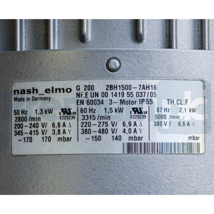 Nash Elmo G200 2BH1500-7AH16 Side Channel Blower 1.3/1.5kW G200-2BH1500-7AH16