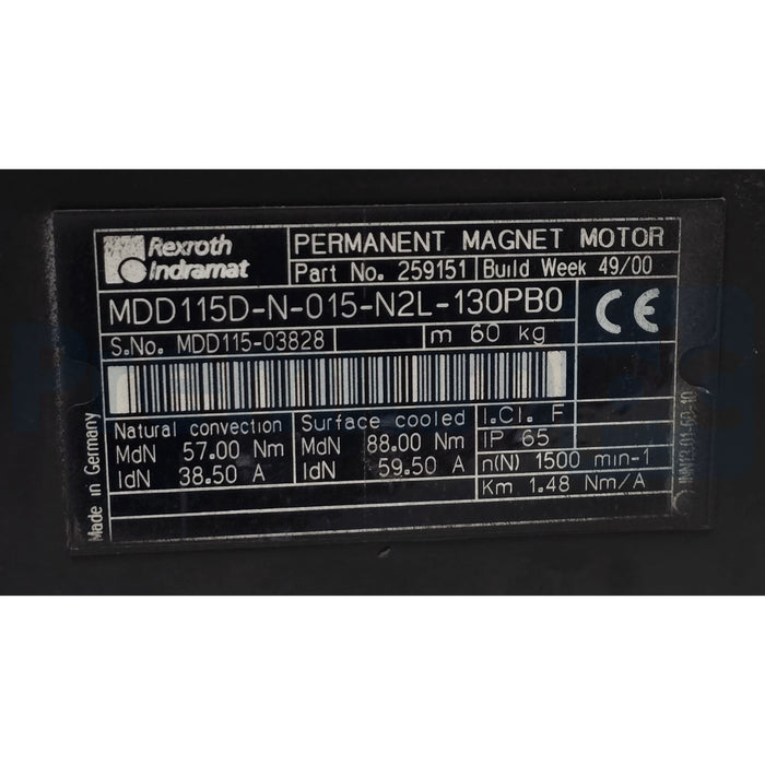 Rexroth Indramat MDD115D-N-015-N2L-130PB0 - R911259151 MDD Servo Motor 57Nm NSNP
