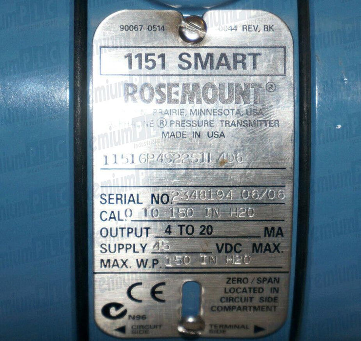 Rosemount 1151 Pressure Transmitter 1151GP4S22S1L4D6 w/ 01151-0948-0002 NSNP