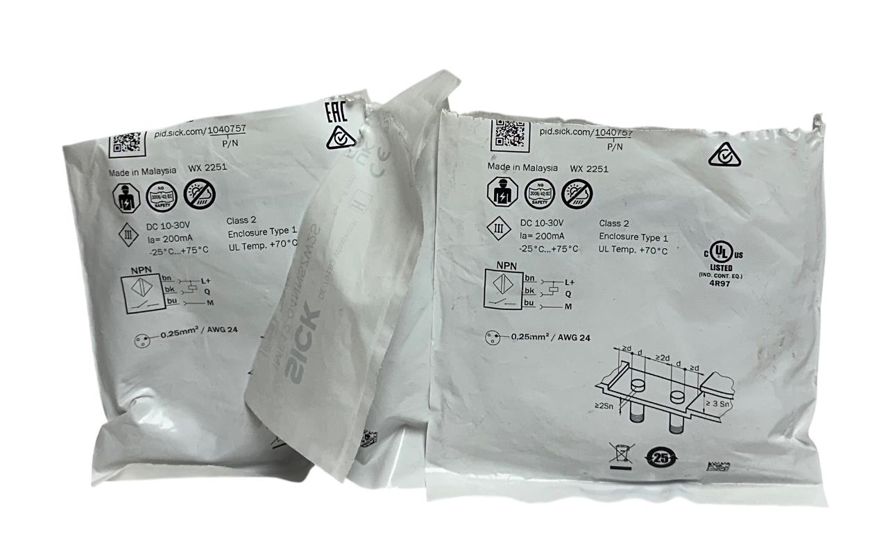 2 SICK IME12-04NNSZW2S / 1040757 INDUCTIVE PROXIMITY SENSORS 10-30VDC 200mA NSMP
