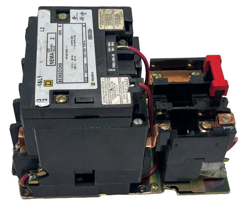 SQUARE D 8536SDO1V01 NEMA Size 2 Ser. A Magnetic Motor Starter 24 VAC 60 HZ COIL