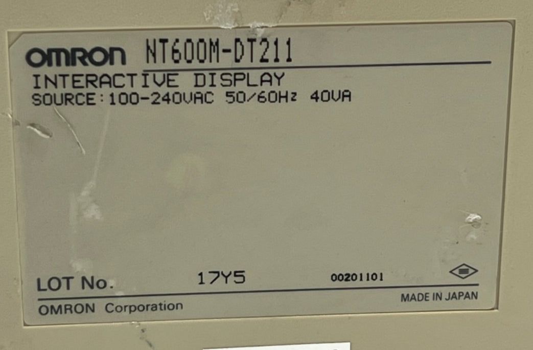 OMRON NT600M-DT211 10.4" Color Touch Screen HMI Panel W/ NT600M-LB122 Link Unit