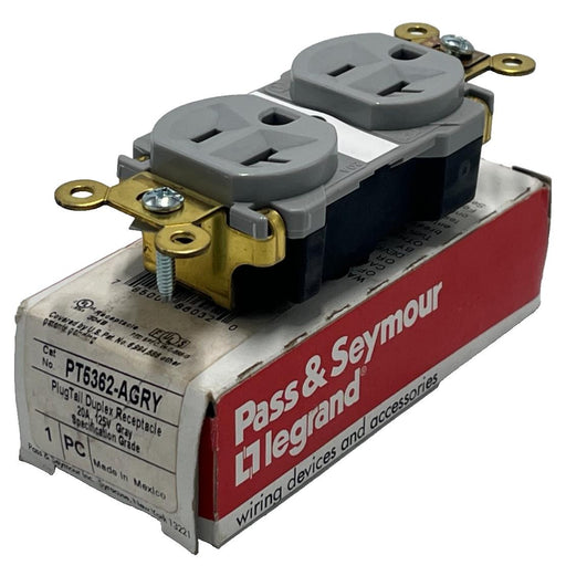 Pass & Seymour PT5362-AGRY PlugTail 20A 125V Duplex Receptacle Gray Industrial