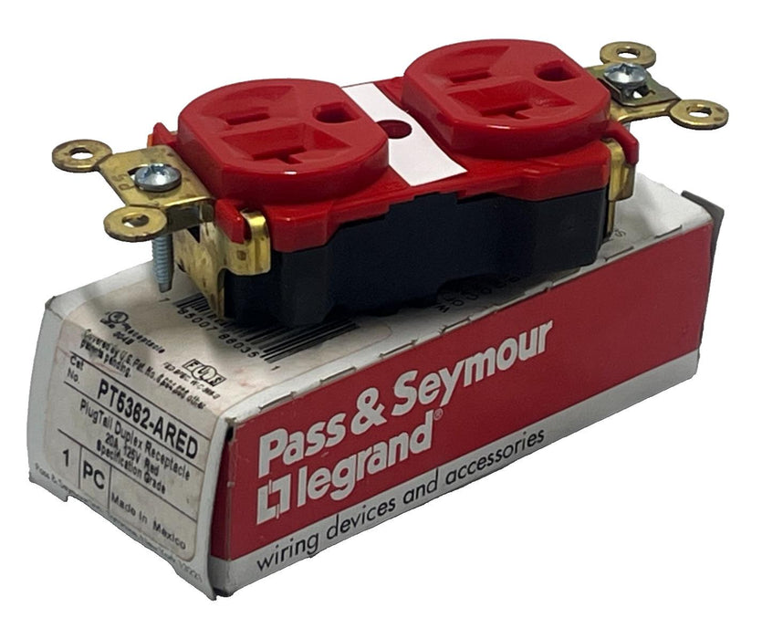 PASS & SEYMOUR LEGRAND PT5362-ARED / PT5362ARED DUPLEX RECEPTACLE 20A NSMP
