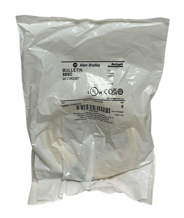 5 ALLEN BRADLEY 889D-F4AC-5 /B BULLETIN 889D QD CORDSETS 4-PIN DC MICRO 5M NSFS