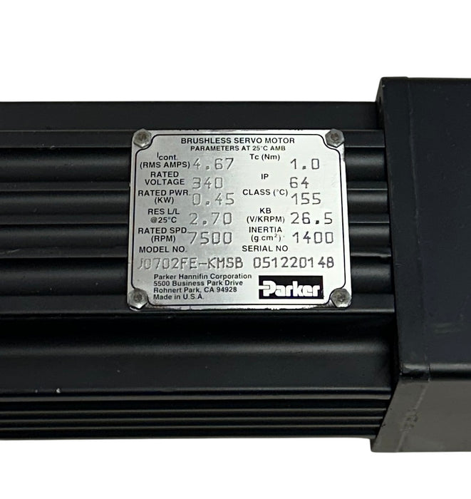 PARKER J0702FE-KMSB / J0702FEKMSB BRUSHLESS SERVO MOTOR 0.45kW / 340V IP64 USNP