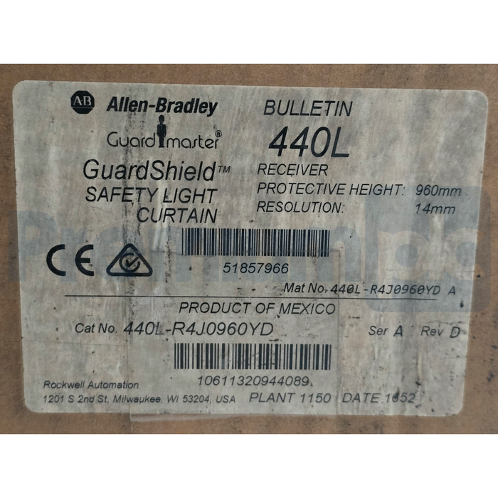 Allen-Bradley 440L-R4J0960YD /A GuardShield Safety Light Curtain Receiver NSMP