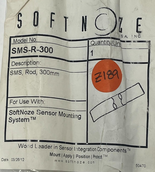 SOFTNOZE SMS-R-300 Straight Sensor Mounting Rod 1/2" Dia x 300mm Stainless Steel