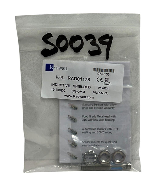RADWELL RAD01178 INDUCTIVE PROXIMITY SENSOR SHIELDED 10-30VDC 2mm SENSING NSMP
