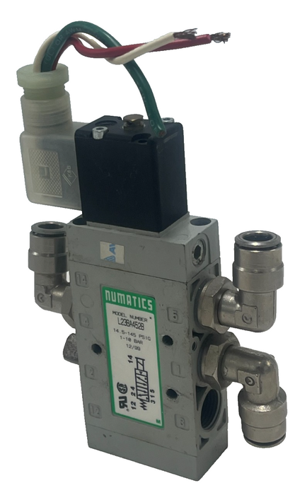 NUMATICS L23BA452B Solenoid Valve 24VDC 4-Way 1/4" NPT w/ 237-569 Coil, Canfield