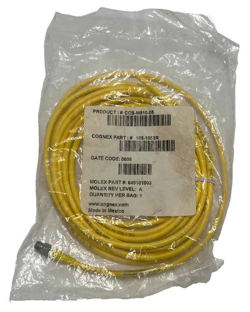 COGNEX 185-1053R PRODUCT: CCB-M8IO-05 CORDSET CABLE MOLEX 849101003, NSFS