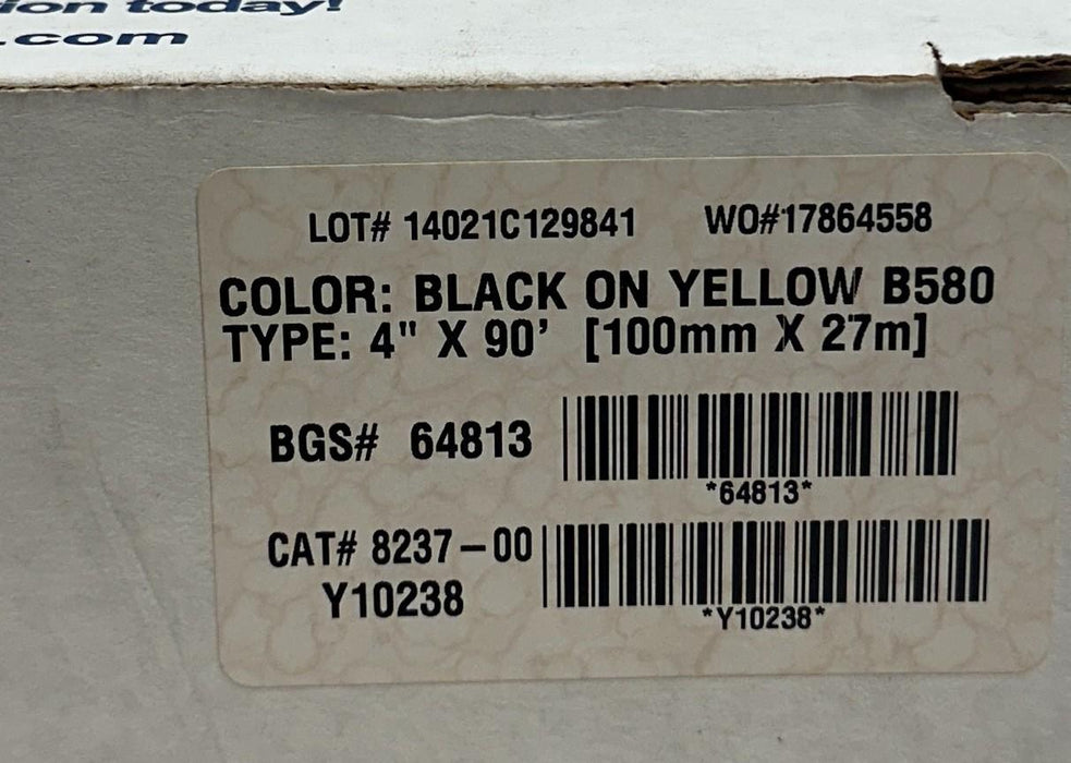 BRADY 8237-00 / 823700 BLACK ON YELLOW B580 TYPE: 4''X90' (100mmX27mm) NSMP