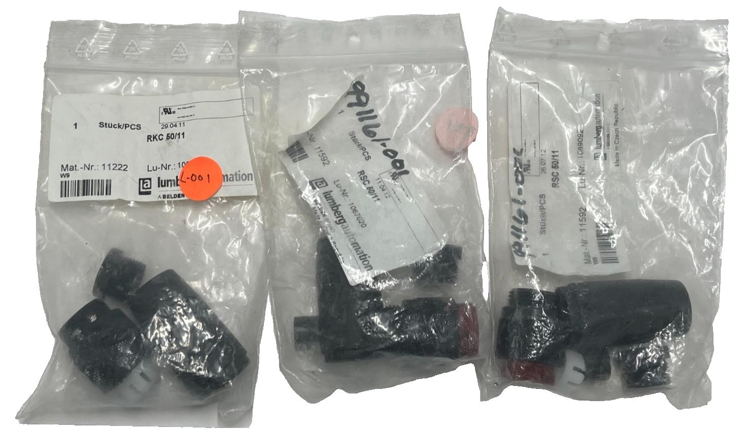 LOT OF 3 Lumberg RSC 50/11 7/8" Mini Power Connector 5-Pin Male IP67 11592