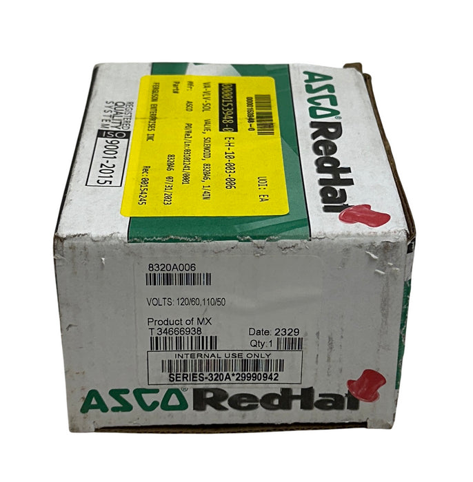 ASCO 8320A006 Red-Hat SOLENOID VALVE 8320A006AC120/60, 110/50 9W 1/4'' NSMP
