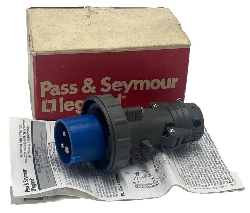 Legrand PS320P6W IEC 309 Pin Sleeve Plug 32A 2P+E (3-Wire) IP67 Watertight White