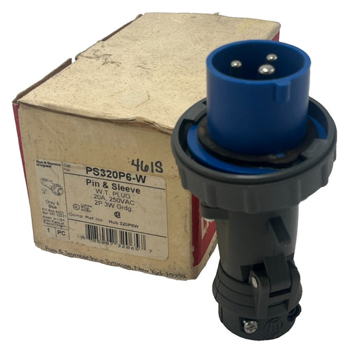 Legrand PS320P6W IEC 309 Pin Sleeve Plug 32A 2P+E (3-Wire) IP67 Watertight White