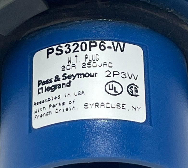 Legrand PS320P6W IEC 309 Pin Sleeve Plug 32A 2P+E (3-Wire) IP67 Watertight White