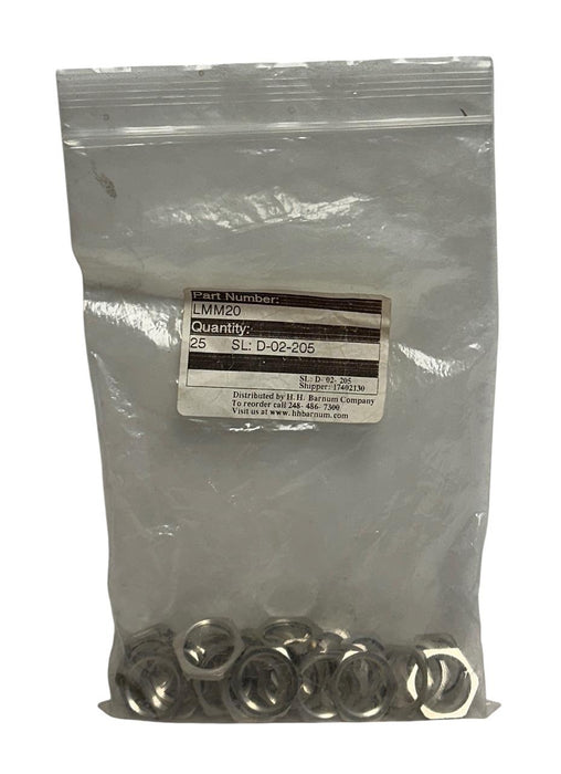 25 LUTZE LMM20 HEXAGONAL METAL LOCKNUTS Metric Thread M20x1.5 BRASS NICKEL NSMP