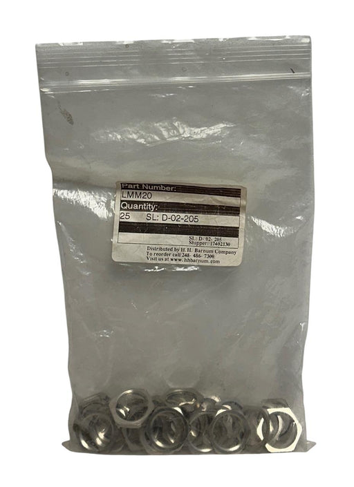 25 LUTZE LMM20 HEXAGONAL METAL LOCKNUTS Metric Thread M20x1.5 BRASS NICKEL NSMP