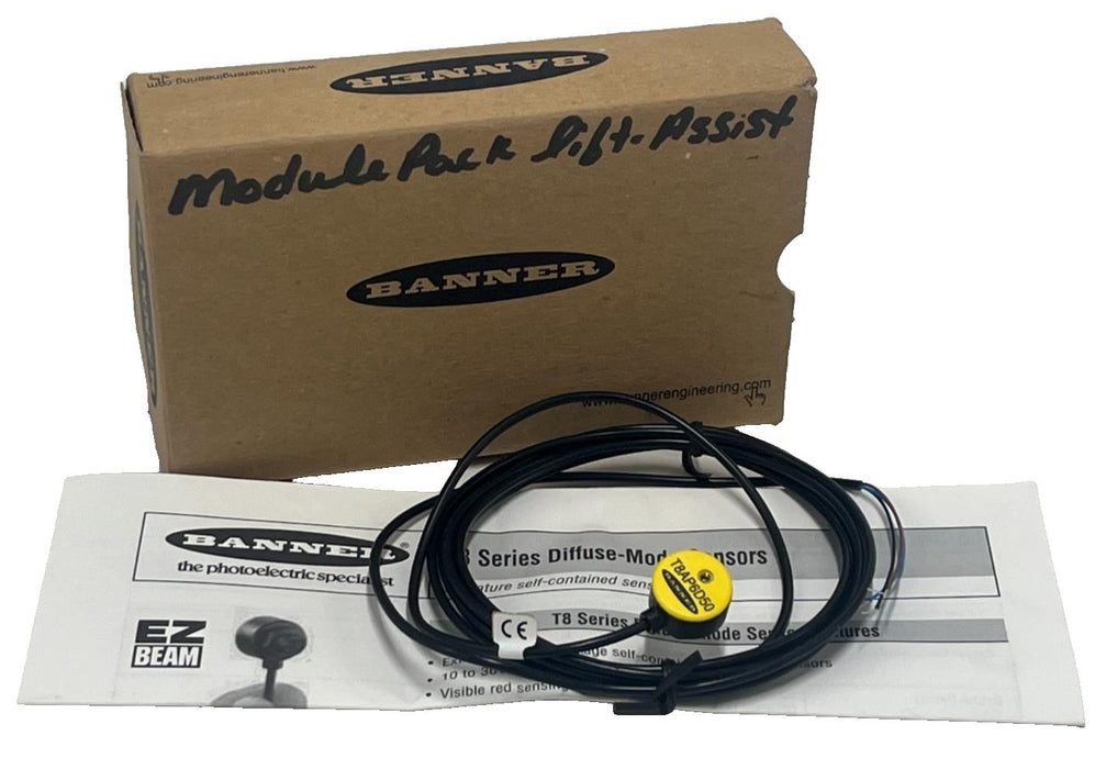 Banner T8AP6D50 Photoelectric Sensor EZ-BEAM T8 Diffuse 50mm PNP LO Cable IP67
