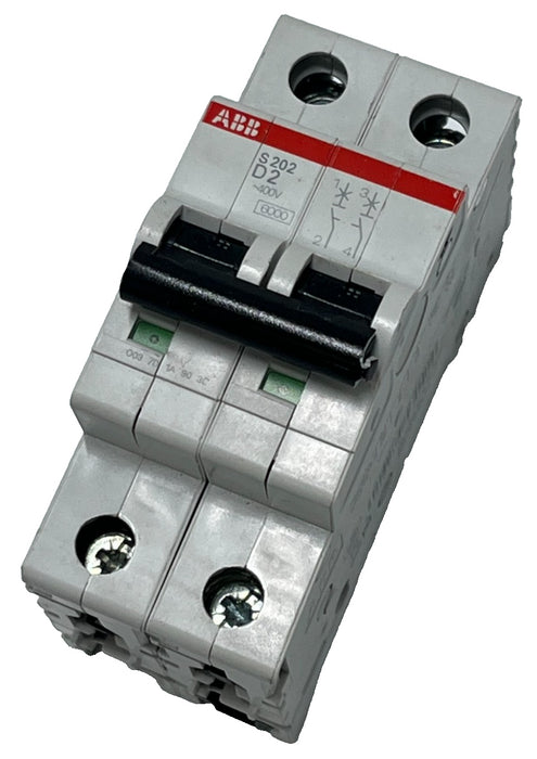 NEW ABB S202-D2 Miniature Circuit Breaker 2P 2A Type D DIN Rail IEC 60947-2 UL