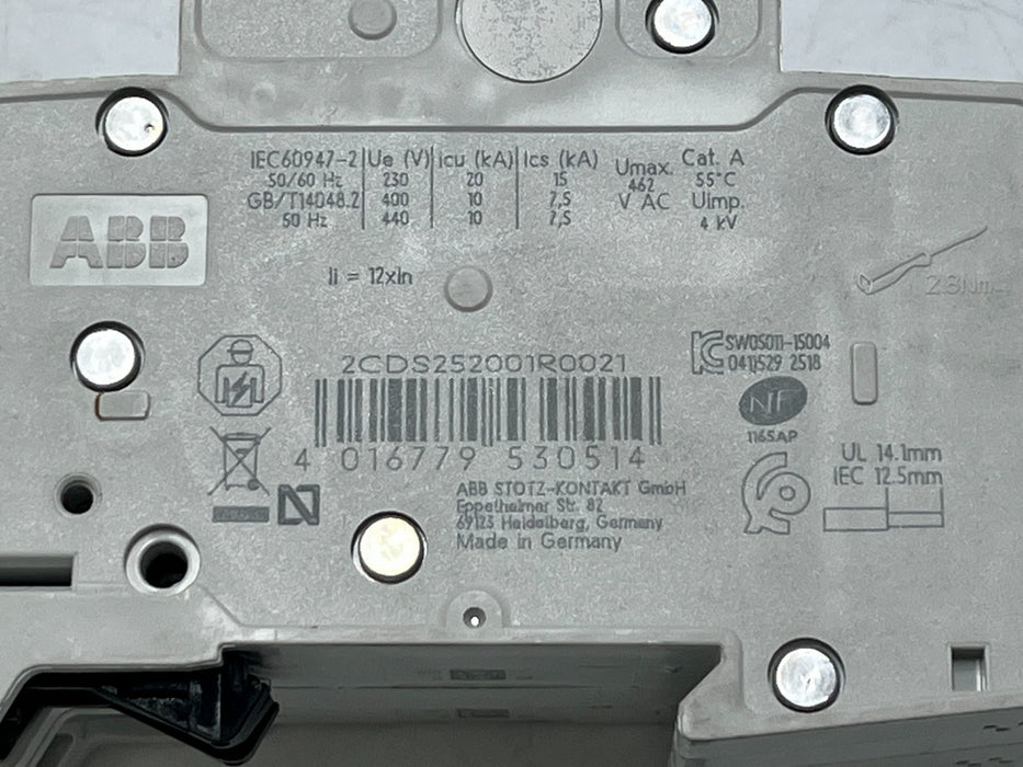 NEW ABB S202-D2 Miniature Circuit Breaker 2P 2A Type D DIN Rail IEC 60947-2 UL