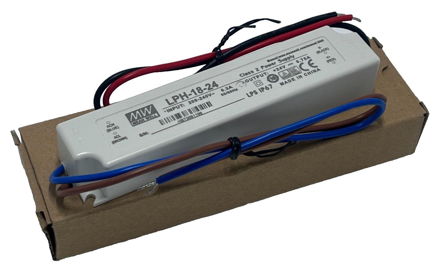 MEAN WELL LPH-18-24 LED Switching Power Supply 24VDC 0.75A 18W IP67 Waterproof