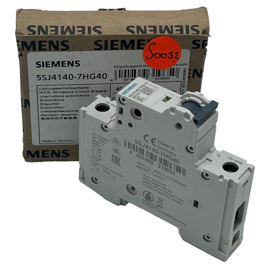 Siemens 5SJ4140-7HG40 Miniature Circuit Breaker 40A 1P C-Curve 240VDC/AC UL 489