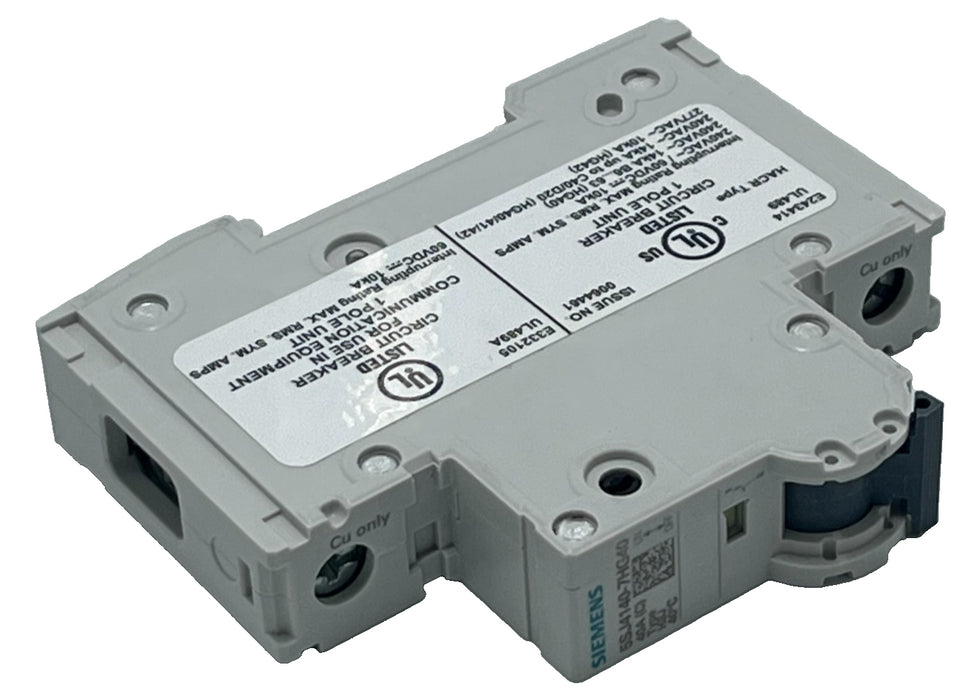 Siemens 5SJ4140-7HG40 Miniature Circuit Breaker 40A 1P C-Curve 240VDC/AC UL 489
