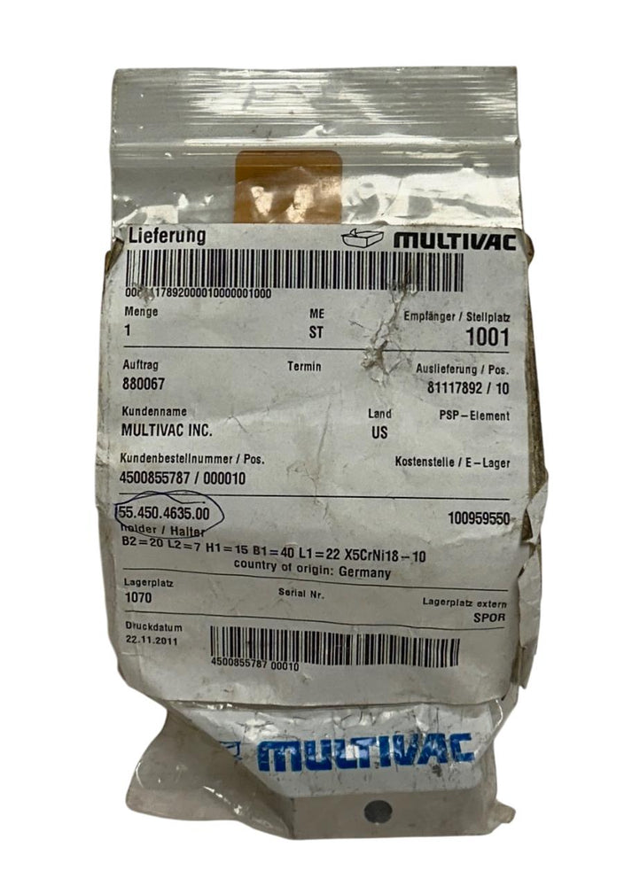 MULTIVAC 55.450.4635.00 / 55450463500 OEM Holder B2=20 L2=7 H1=15 B1=40 NSMP
