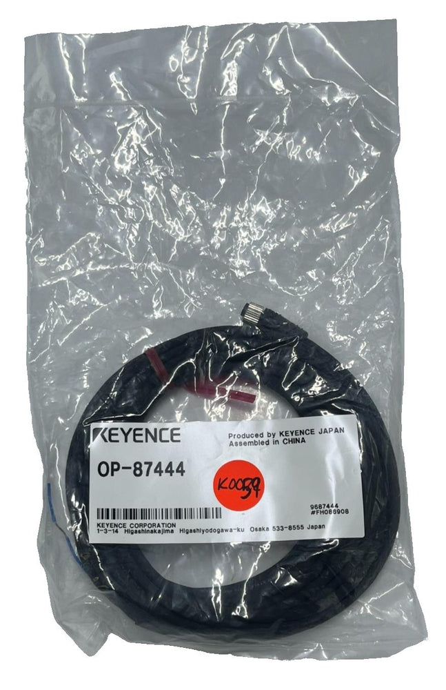 Keyence OP-87444 Panel/Monitor Power Cable 5M M8 4-Pin Straight to Strand Wire