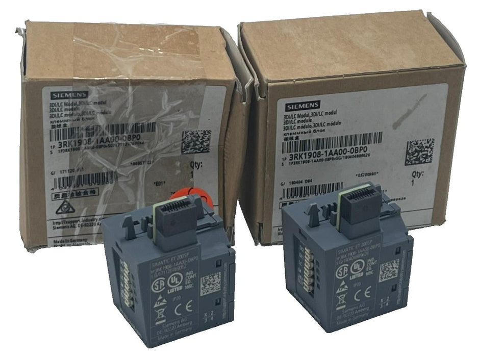 (2) Siemens 3RK1908-1AA00-0BP0 SIMATIC ET 200SP 3DI/LC Control Module, NSMP