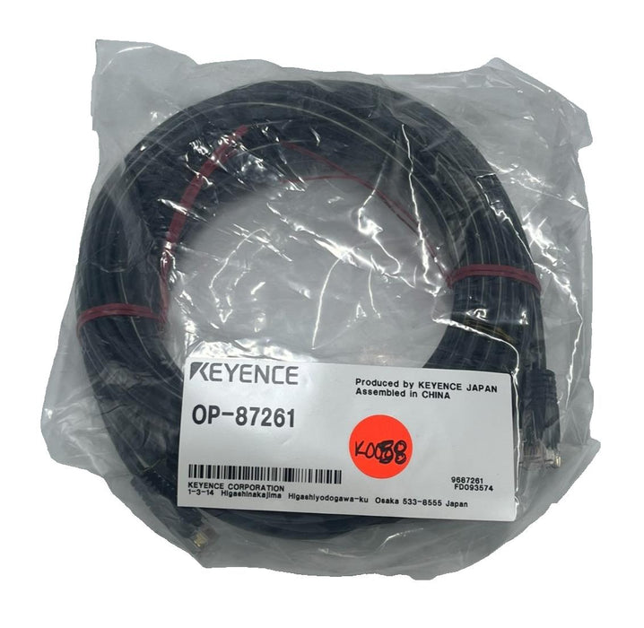 KEYENCE OP-87261 Industrial Ethernet Cable 2M M12 4-Pin D-Code to RJ45 IP67