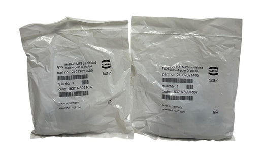2 HARTING 1637 A 899 R07 / 21032821405 HARAX M12-L shielded male 4-pole OEM NSFS