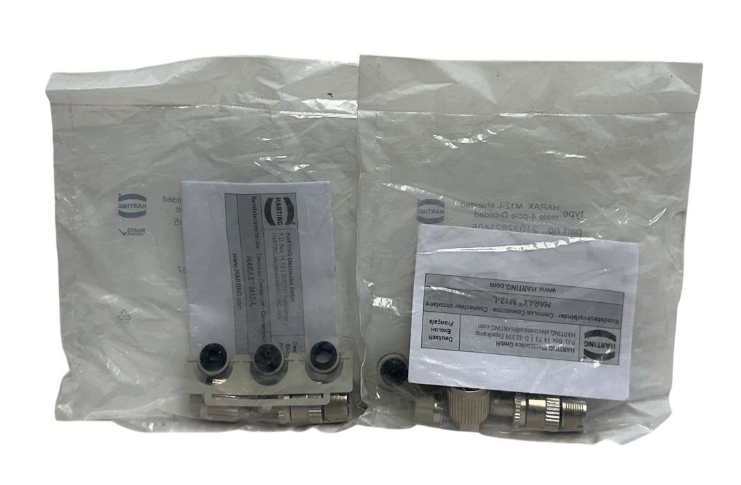 2 HARTING 1637 A 899 R07 / 21032821405 HARAX M12-L shielded male 4-pole OEM NSFS