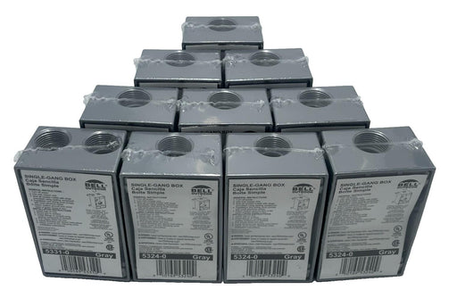 LOT OF 10 BELL OUTDOOR 5331‑0 SINGLE GANG BOX 5 x ¾″ GRAY WEATHERPROOF ALUMINUM